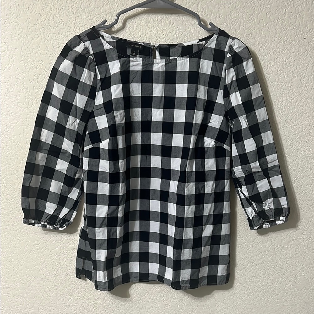 Talbots Black and White Checkered Women's Top